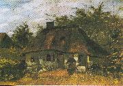 Vincent Van Gogh Farmhouse and Woman with Goat oil on canvas